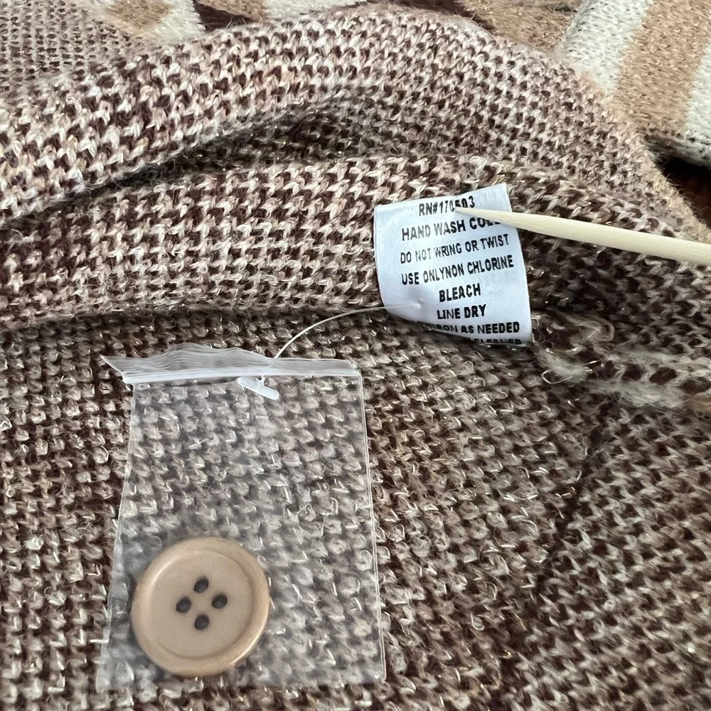 JODIFL Geometric Patterned Cardigan | Tan/Brown/White | L - Picture 9 of 15